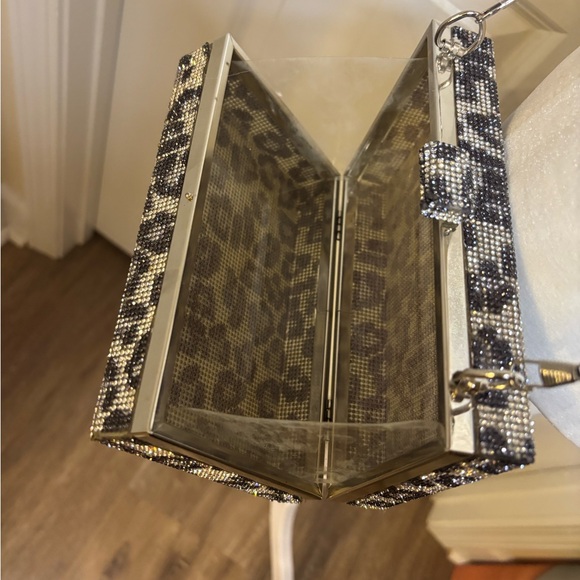 Leopard Black Gold Gray Hues Crystal Clutch Purse NWOT - Picture 5 of 6